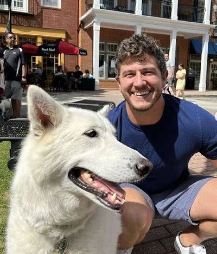Matt Barnett with his pet dog
